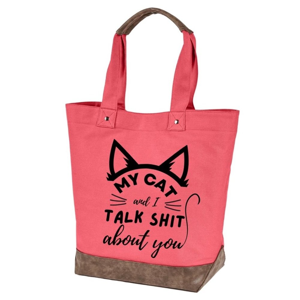My cat and I quality canvas tote bag by Authentic pigment
